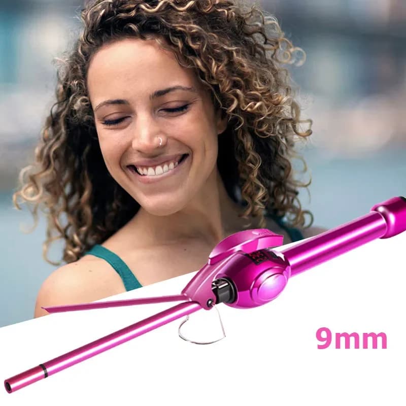 TOHUAN 9mm Iron Curly Hair Dryer Bigodino for Unisex Hair Polisher Ceramic Bacchette Styler Quick curling with LCD display Styling tool