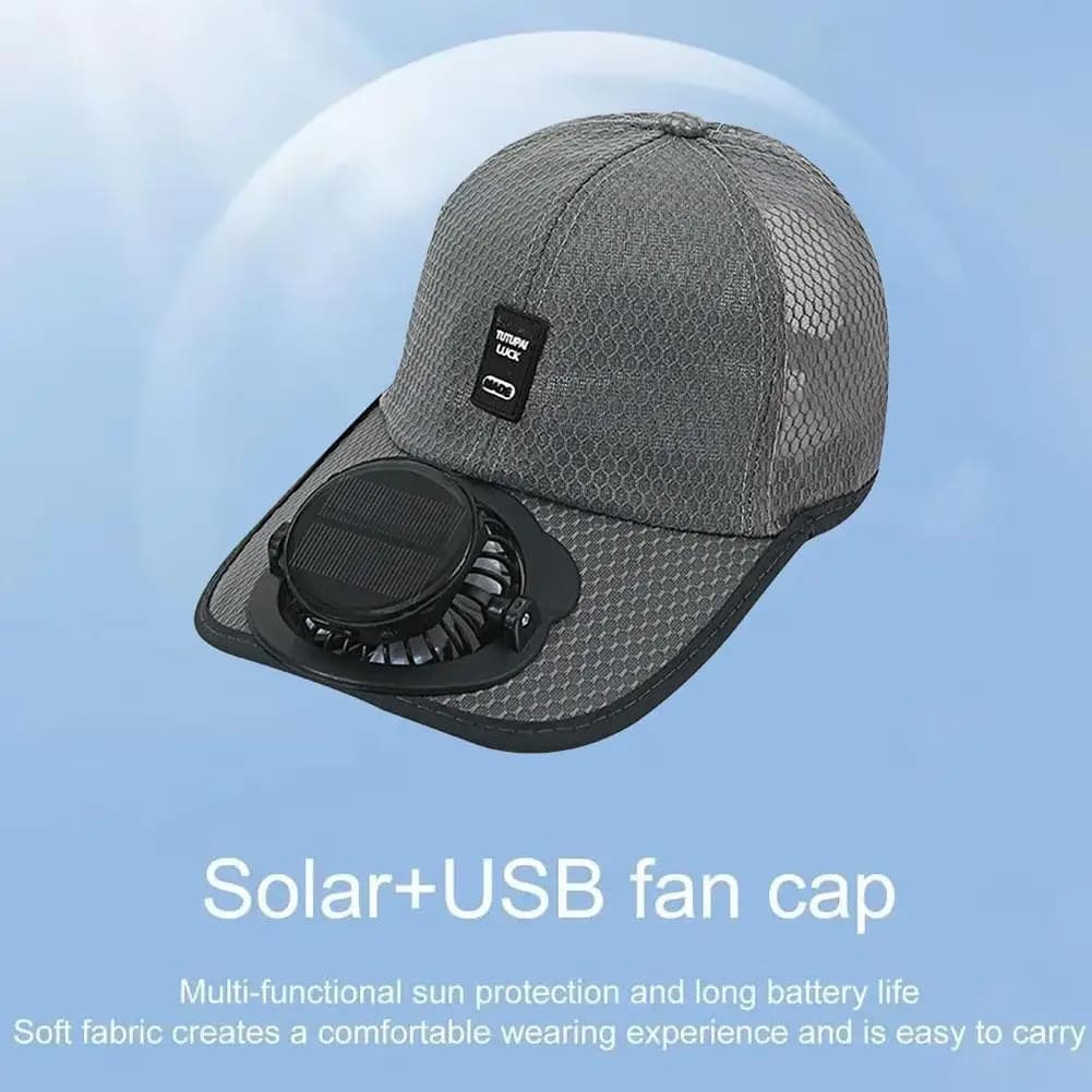 Solar Fan Hat Outdoor Sun Protection Baseball Cap USB Rechargeable Cooling Fan Hat Summer Sunshade Cap for Cycling Hiking