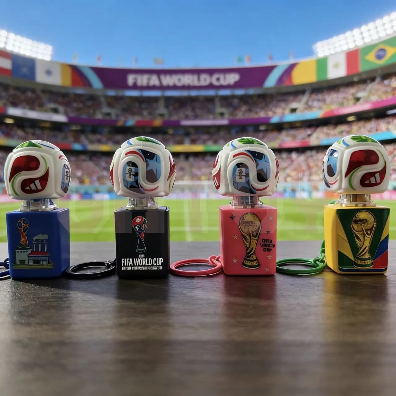 2026 FIFA Light Up Sound Keychain Soccer Trophy Souvenir Football Fan Creative Pendant Bag Charm Party Gift for Kids Adults