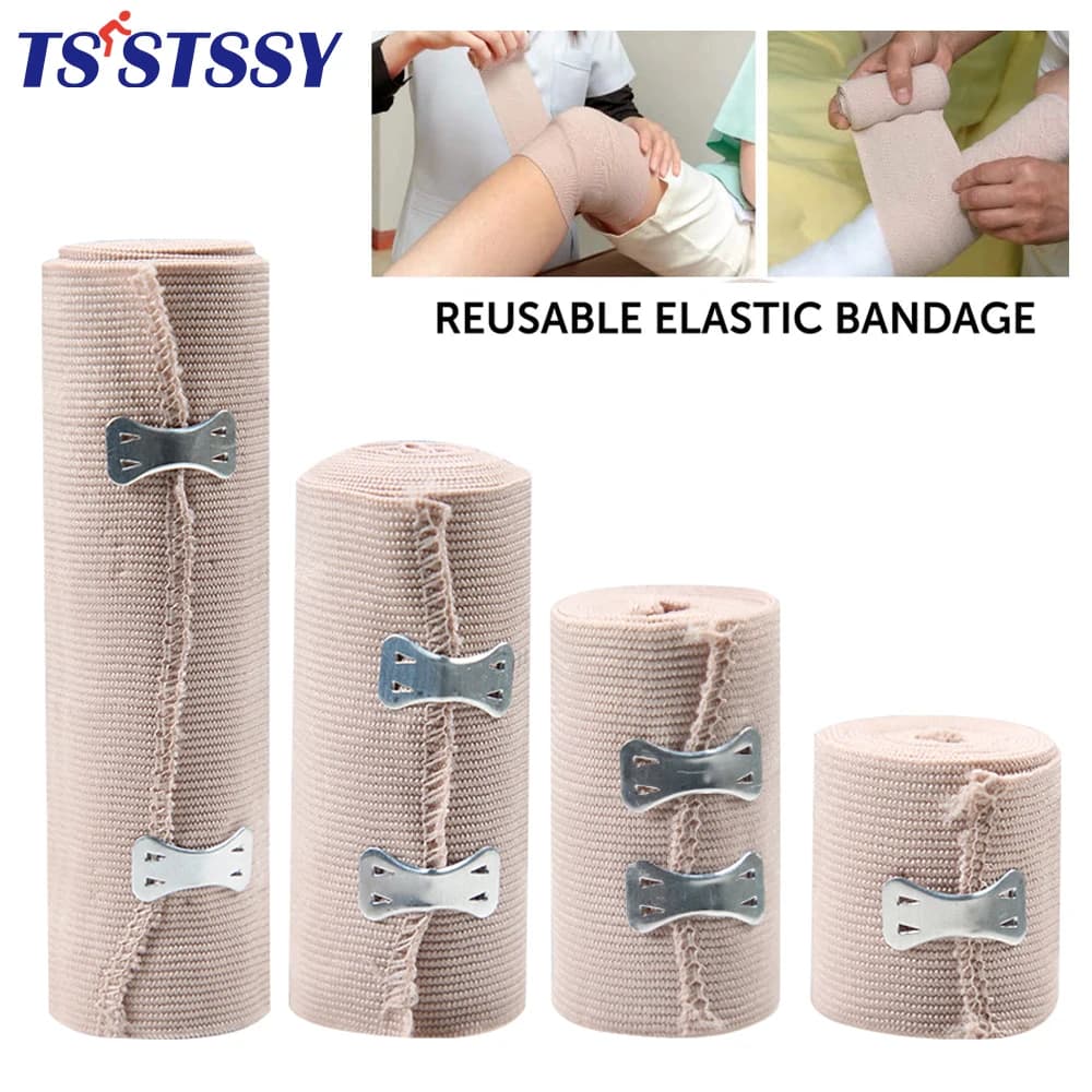 Nastro elastico per bendaggio avvolto confortevole fasciatura elastica avvolgente con chiusura a Clip per distorsioni muscolari del piede, della caviglia, del ginocchio, del braccio, del corpo