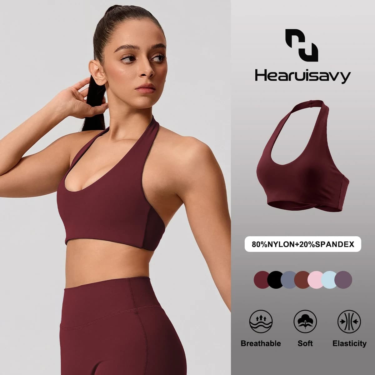Reggiseno sportivo da donna Hearuisavy per palestra, push-up, per Pilates e Yoga, top sportivo traspirante senza schienale per allenamento