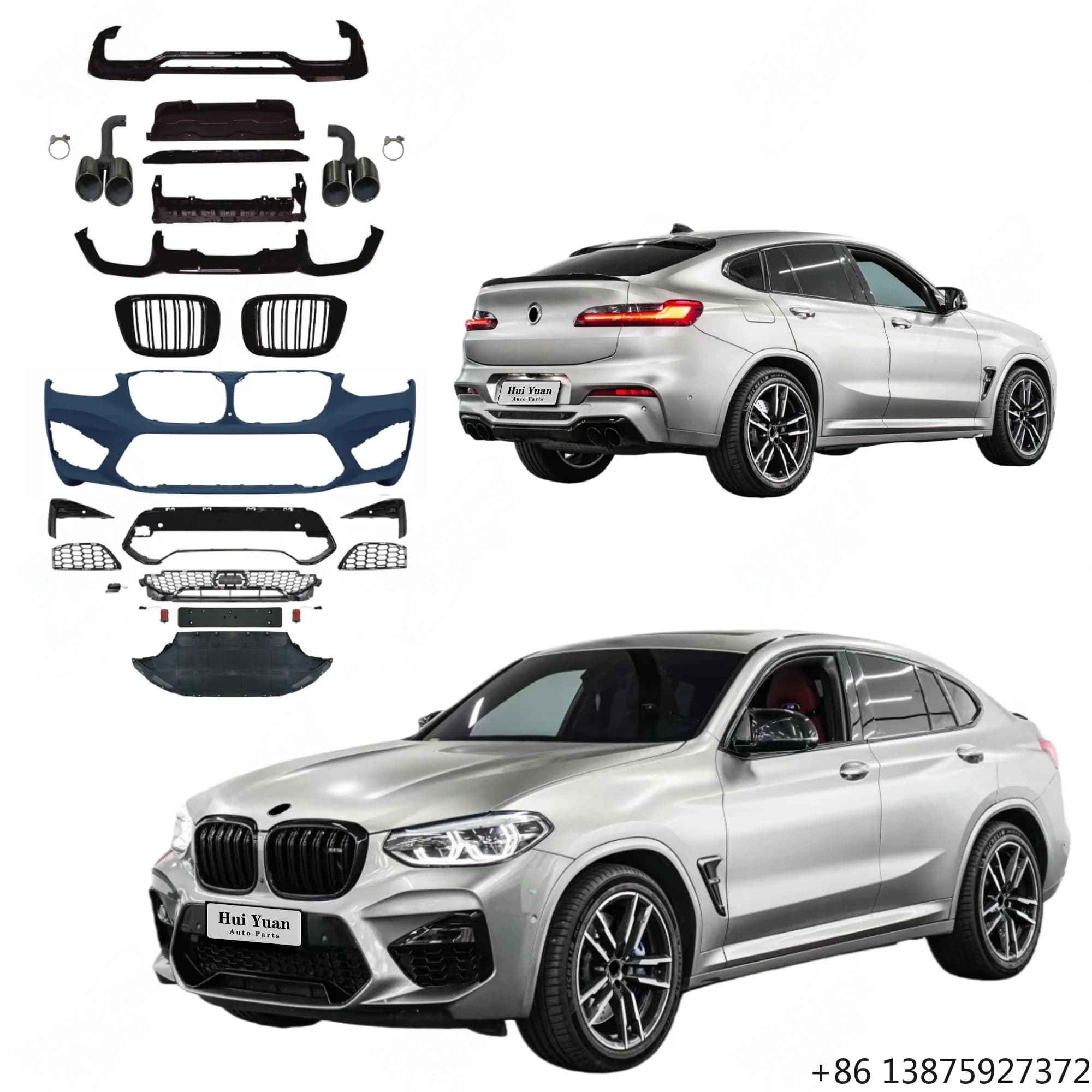 Vendita di Fabbrica per X4 G02 2019-2021, Upgrade X4M Competition con Paraurti, Diffusore Anteriore Black Knight, Griglia e Tubo di Scarico