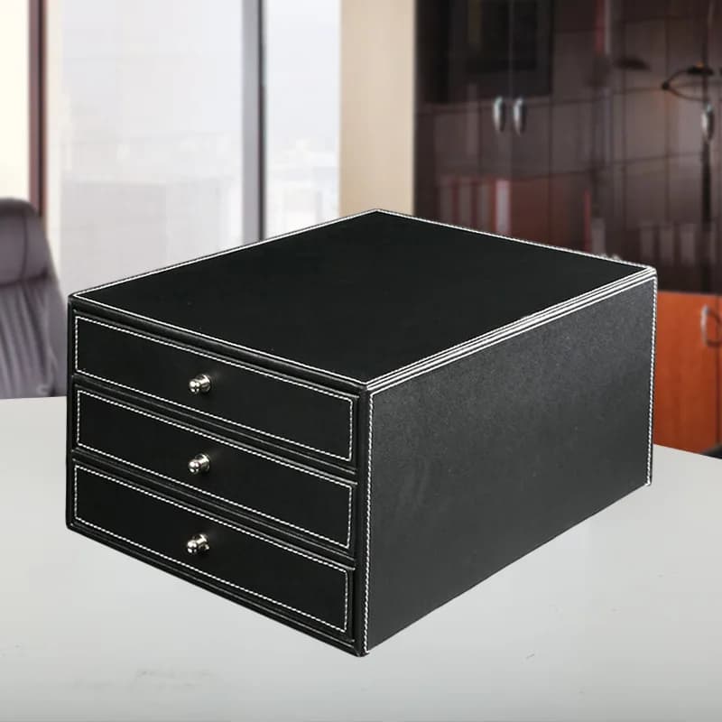 Scatola Portadocumenti A4 a 3 Cassetti, Organizzatore da Scrivania, Cartelle in Cartone Ondulato per Casa, Scuola e Ufficio