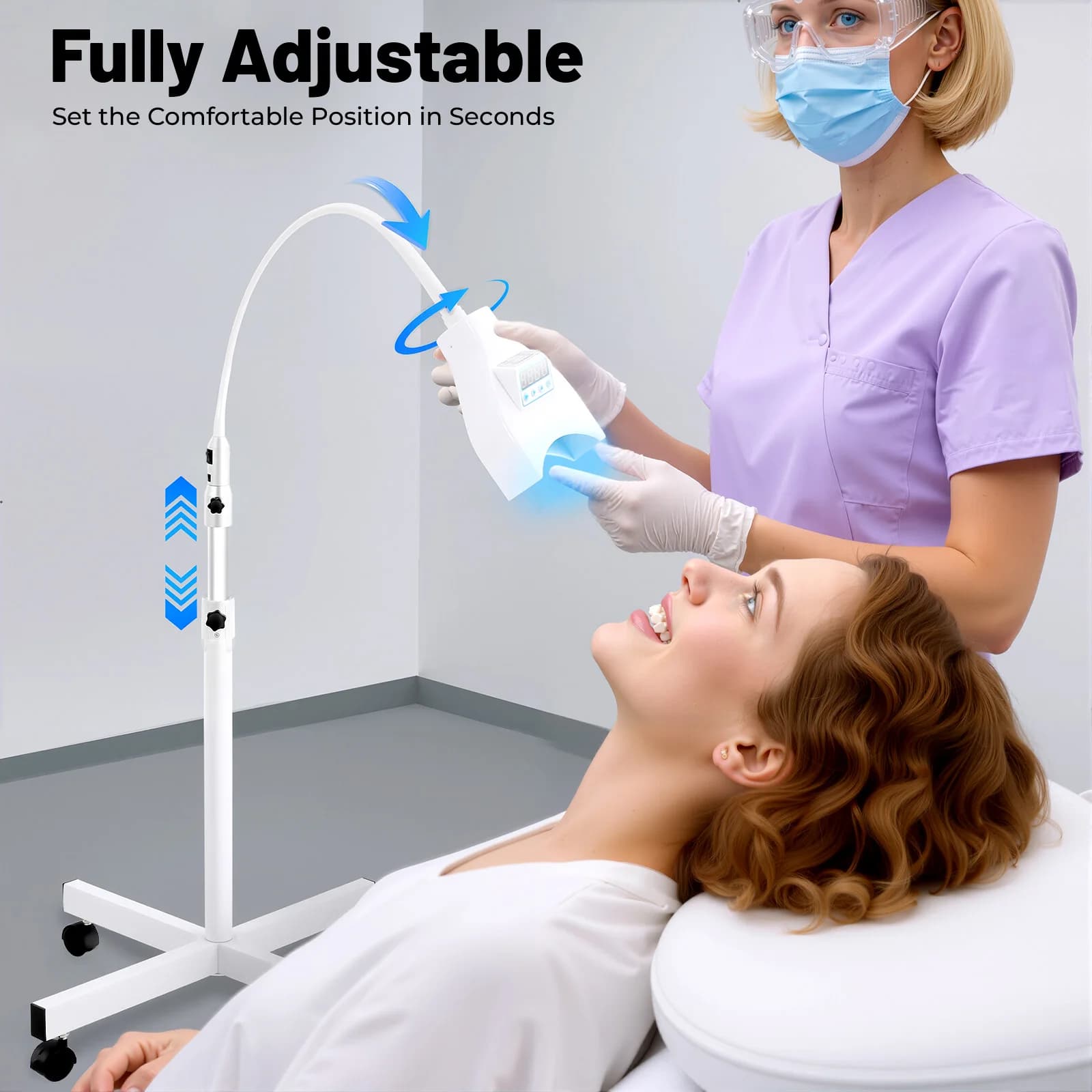 Adjustable LED Dental Whitening Machine, 6 Timer Settings, Professional Blue Light Dental Whitening Lamp