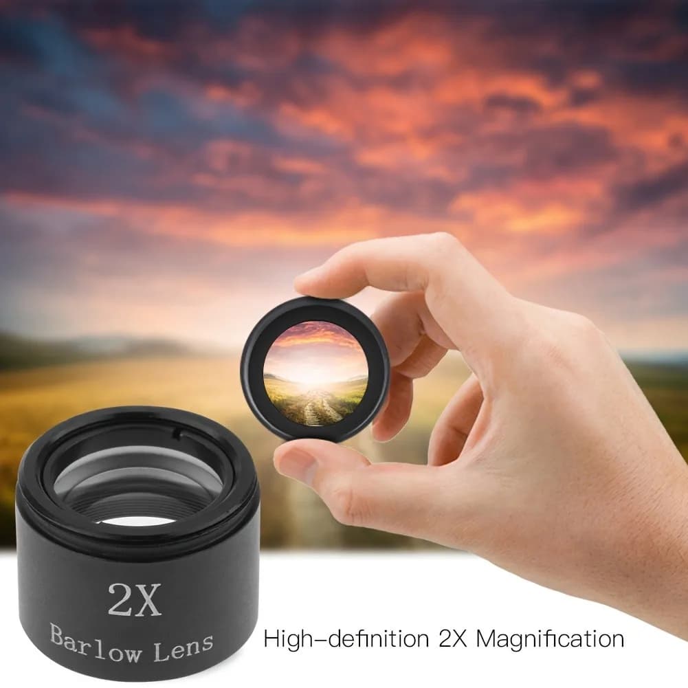 Professional 2X Barlow Lens for Astronomical Telescope 1.25 inch High Definition Fully Multi-Coated Metal Body with M42 Thread f