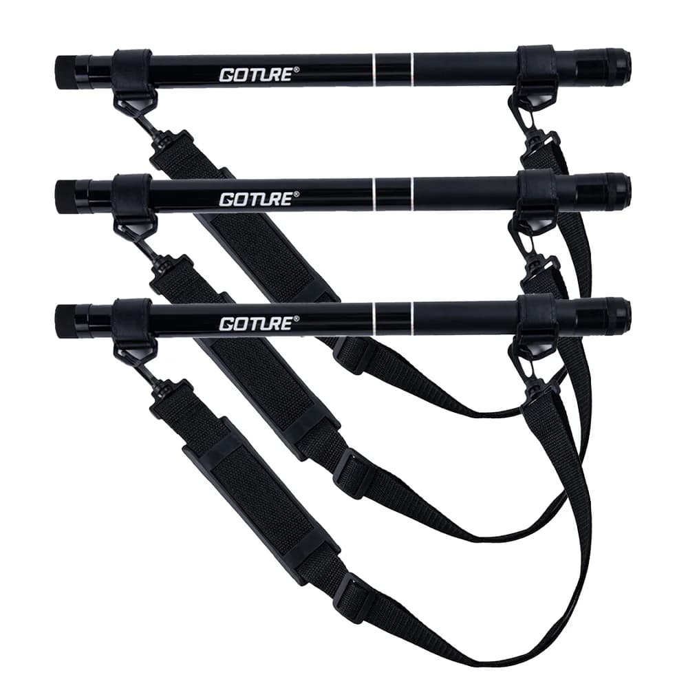 Goture Canna da pesca portatile con cinturino Maniglia di estensione telescopica Asta per la cattura del pesce Guadino Strumento da pesca 2.1M 3.0M 3.9M