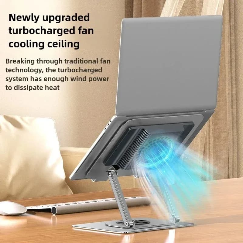 Rotating Laptop Cooling Rack with Fan, Elevated Cooling Base for Tablet, Suitable for Laptop and Tablet Stands
