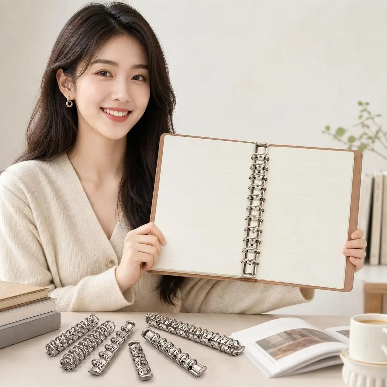 A4/B5/A5/A6/A7 Stationery New Accessory Metal Refillable Binder Clip Loose-leaf File Folder Notebook Binding Hoops Ring Binder