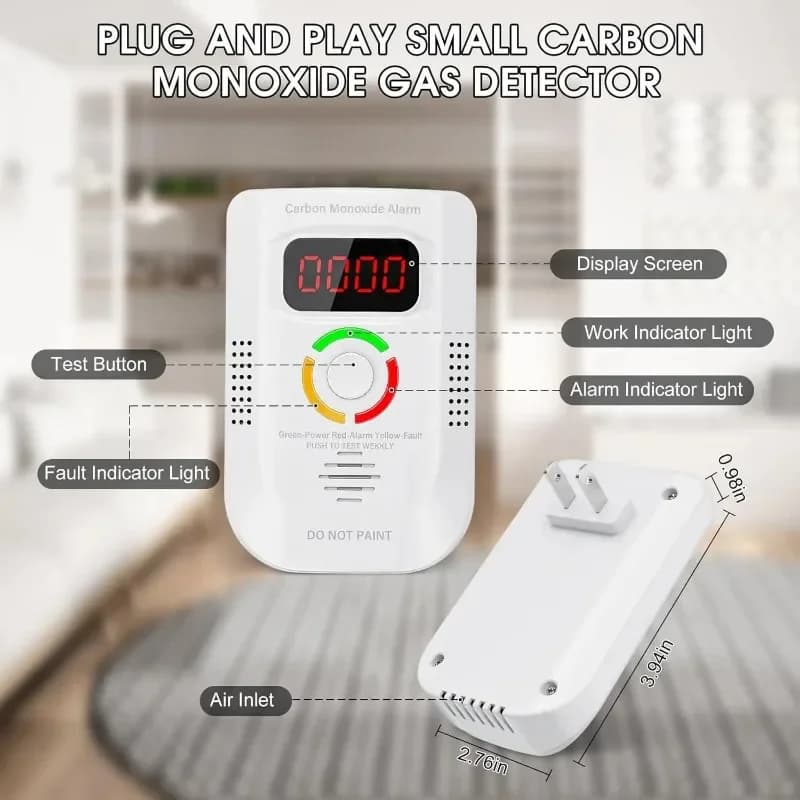 Carbon Monoxide Detectors Plug In, Portable Co Detector With Led Digital Display, Carbon Monoxide Alarm With Audible And Visual