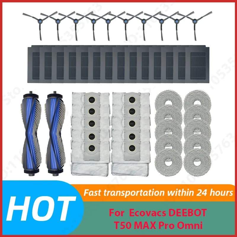 Fit For Ecovacs DEEBOT T50 MAX Pro Omni Parts Main Roller Side Brush Filter Mop Cloth Dust Bag Accessories