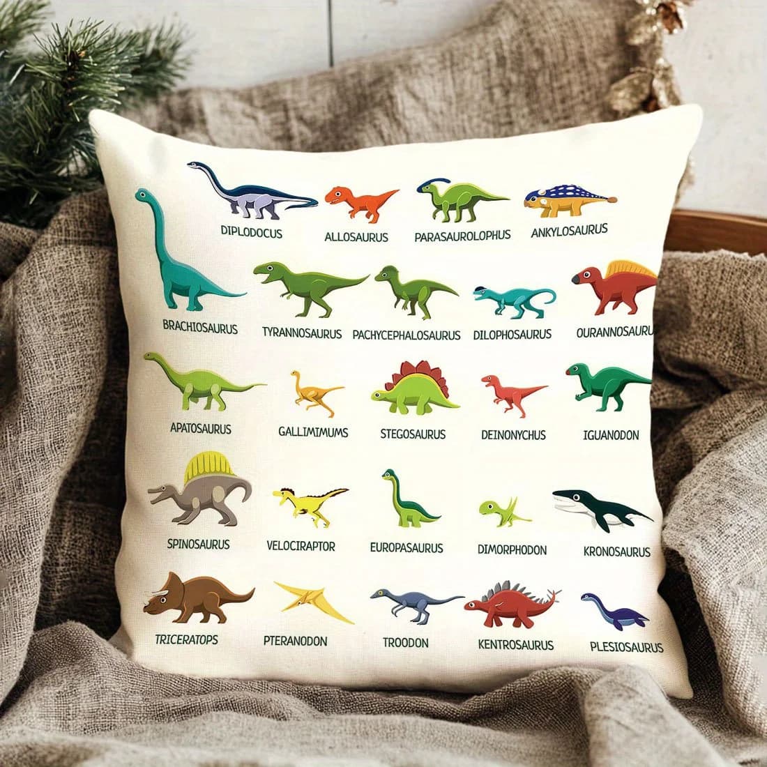 1 copridivano con stampa della tabella delle specie di dinosauri, adatto per divano, camera da letto, soggiorno, un regalo divertente per gli amanti dei dinosauri