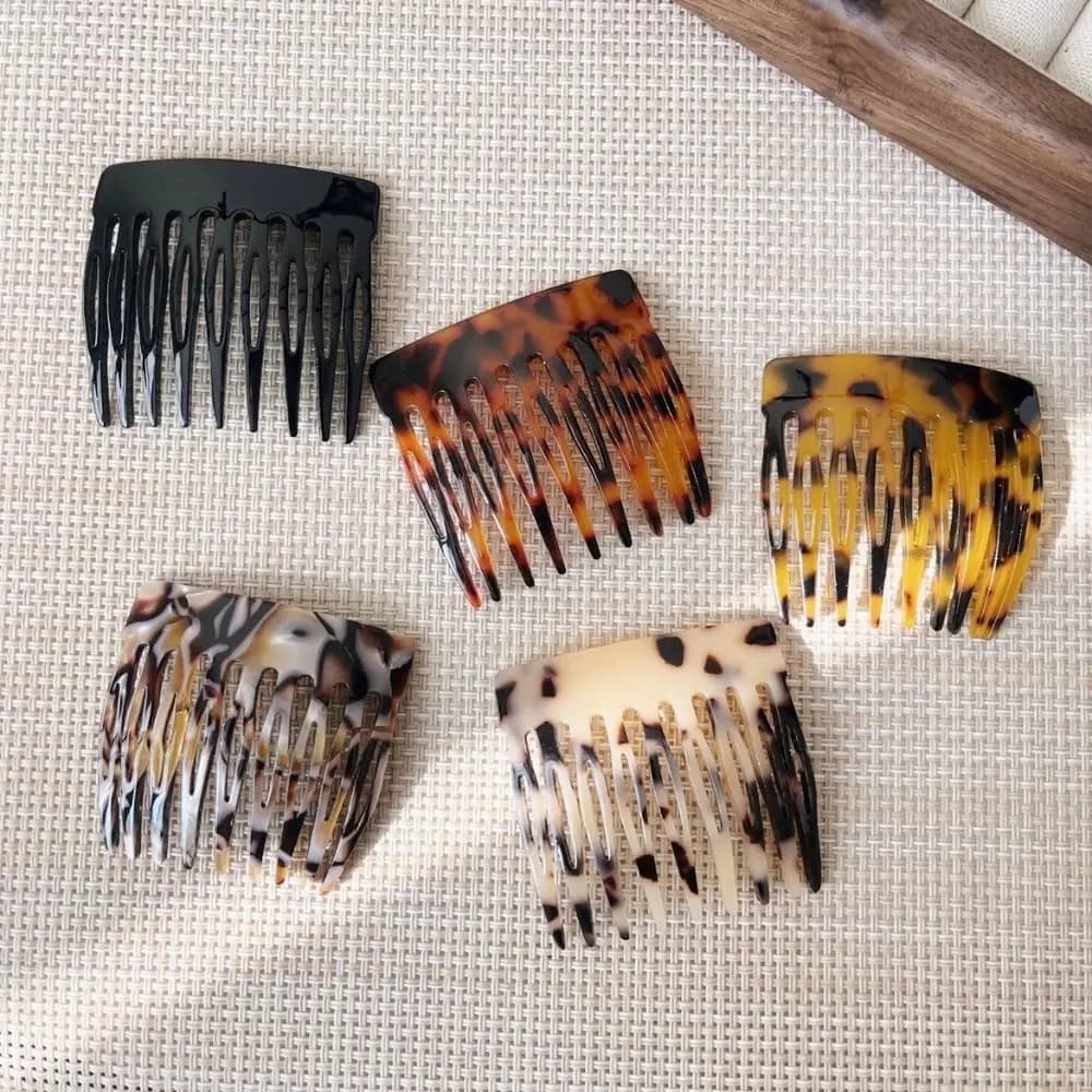 New Black French Side Comb Small French Slide Hair Comb Decorative Bun Hold Clips for Girls & Women