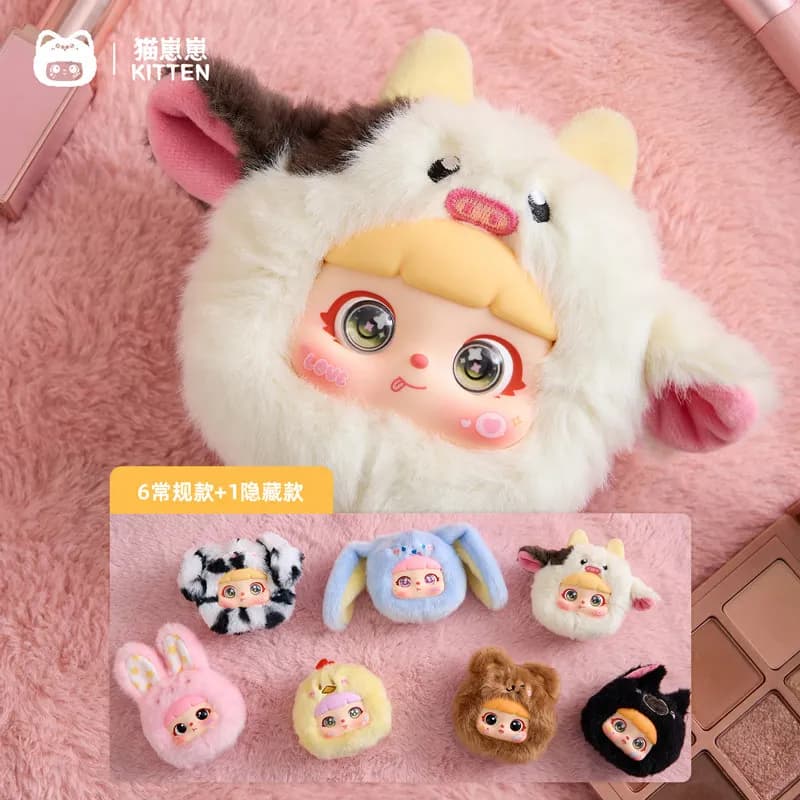 Nuova serie 2026 di specchietti per il trucco Samuel & Kitten, blind box in peluche, mini specchietto portatile, simpatico ciondolo in peluche per borsa, regalo per ragazza