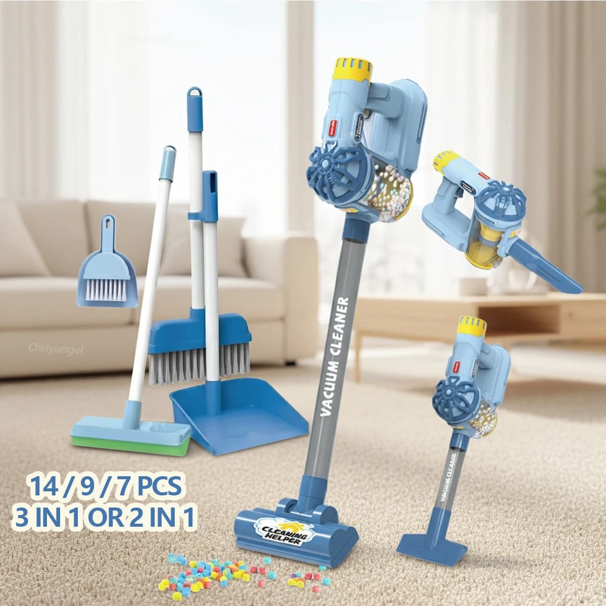 Children's Vacuum Toy, Realistic Role Game Set, Home Cleaning Educational Kit, Children's Gift and Girls 14/9/7 Pieces