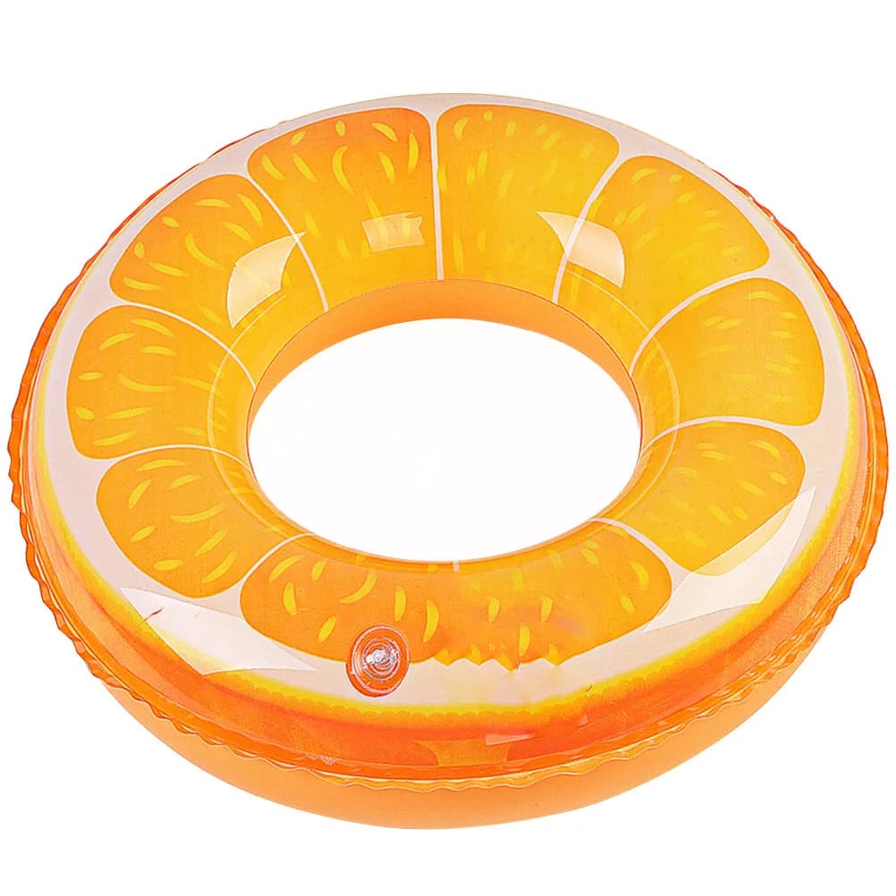 Orange Fruit Pattern Inflatable Swimming Ring Kids Pool Float Safety Support for Beginners Eco Friendly Material Easy Inflate