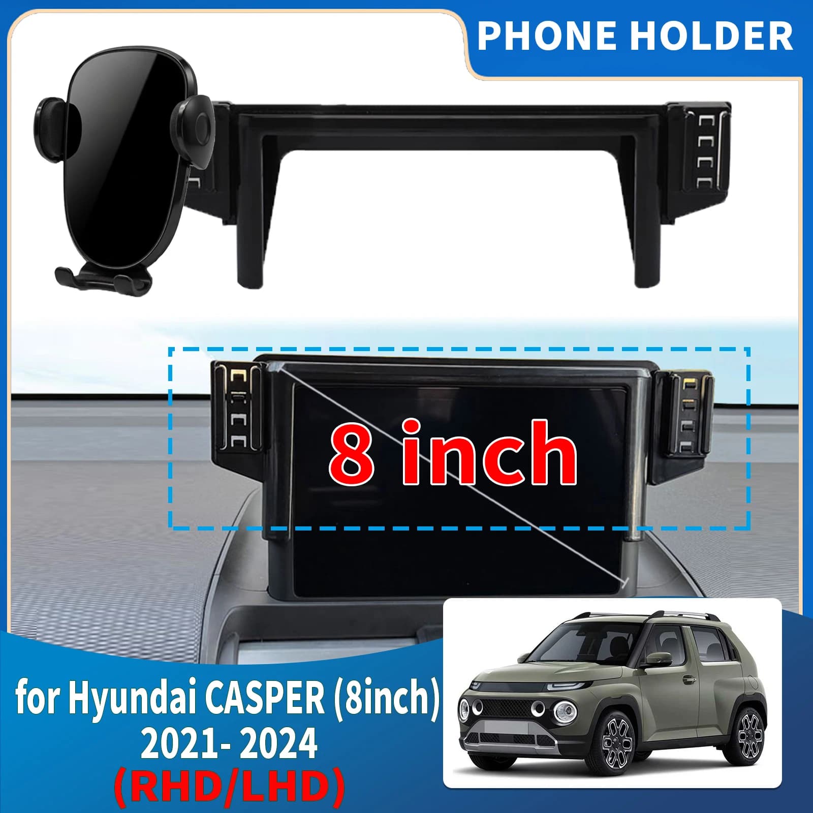 for Hyundai CASPER (8inch) AX1 2021 2022-2024 ​​Integrated Screen Mount Phone Holder Mount Car accessoires