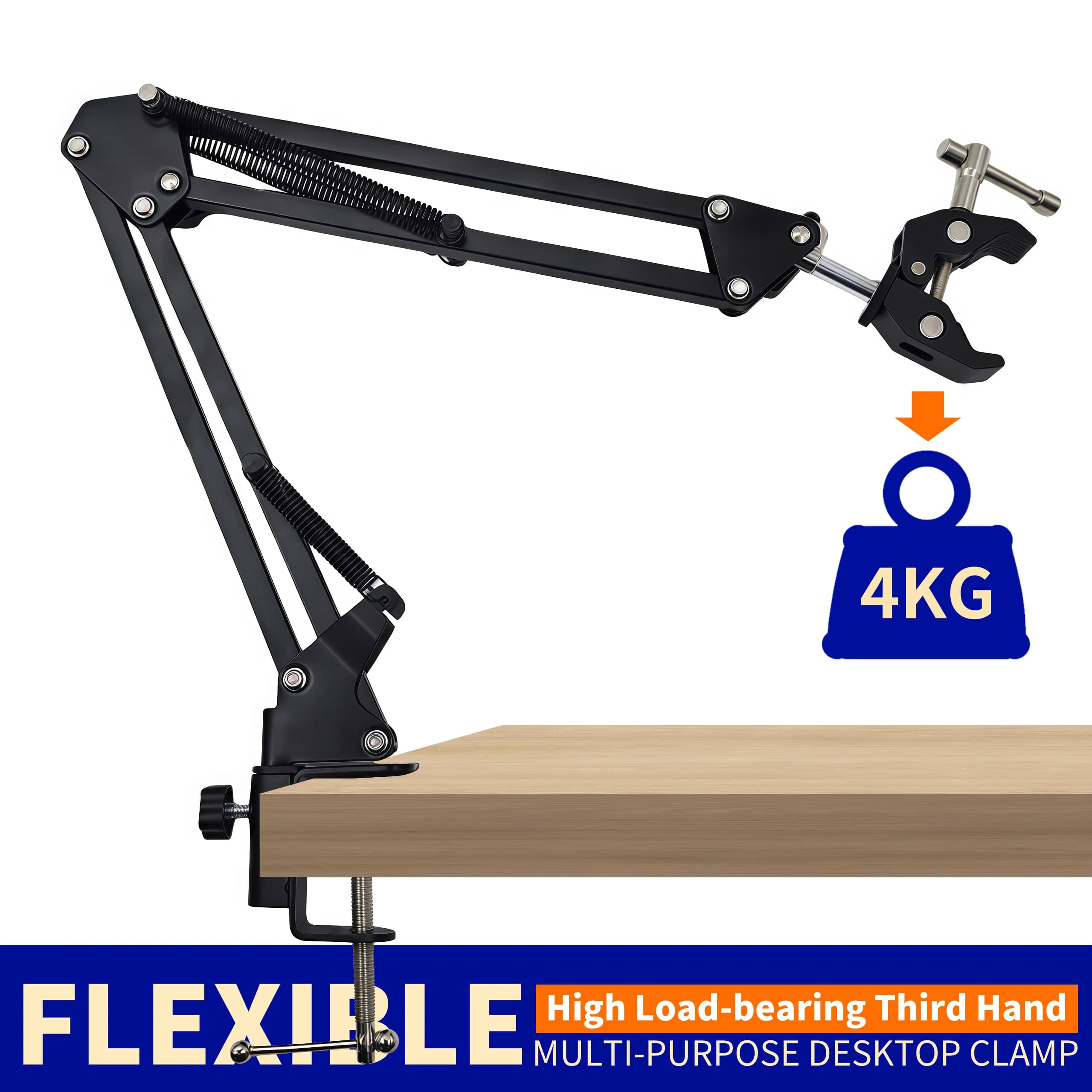 360 ° Supporto girevole per mani ausiliarie per pistola termica - carico 4 kg, supporto per saldatura PCB con clip da tavolo regolabile