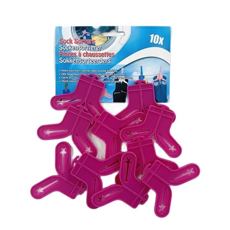 10 Pezzi Clip Porta Calzini per Lavatrice e Stendibiancheria, Rosa