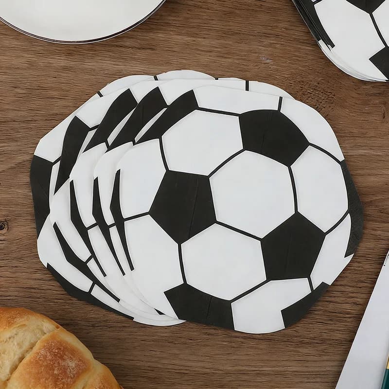 20 Tovaglioli di Carta Usa e Getta a Tema Pallone da Calcio, Decorazioni per Feste di Compleanno, Accessori per Eventi Sportivi