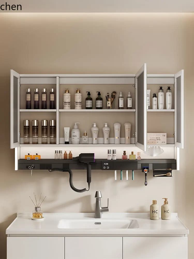 ZML Smart Bathroom Cabinet with Mirror Multifunctional Bathroom Mirror for Hairdryer Built-in cabinet for storing objects