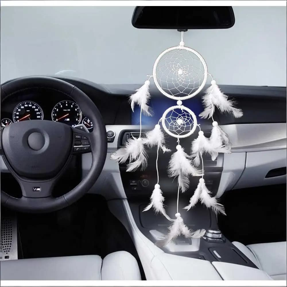 Dream Catcher Car Pendant for Girls Feather Mirror Hanging Pendant Home Decor Lucky Car Ornament Girls Car Interior Accessories