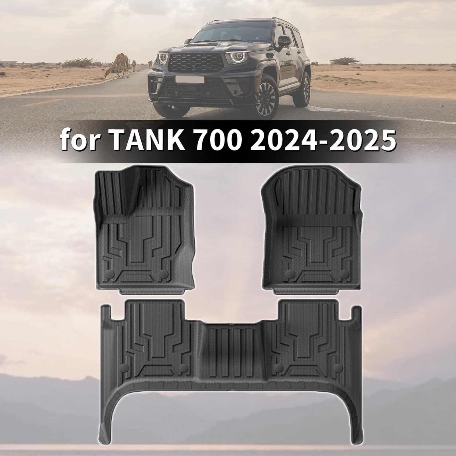 for WEY TANK 700 2024 2025 HI4-T Hybrid LHD High Elastic TPE Car Floor & Trunk Mats, Wear Resistant, Easy Clean (Not For RHD)