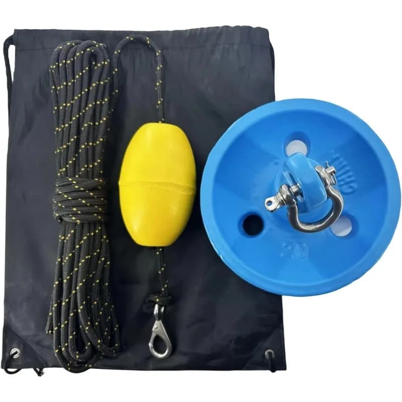 YE Kit di ancoraggio a fungo per kayak rivestito in blu/verde/PE con corda Accessori per barche da pesca per ancoraggio marino per kayak Sci a reazione SUP