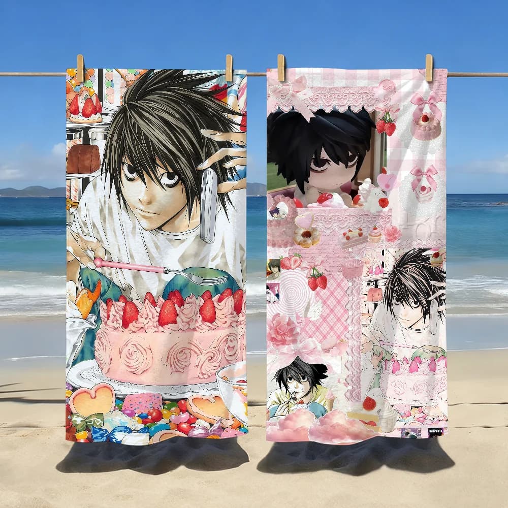 Asciugamano da spiaggia grande, morbido e leggero, anti-sabbia, ad asciugatura rapida, per sport, viaggi e campeggio, ispirato all'anime D-Death N-Note.