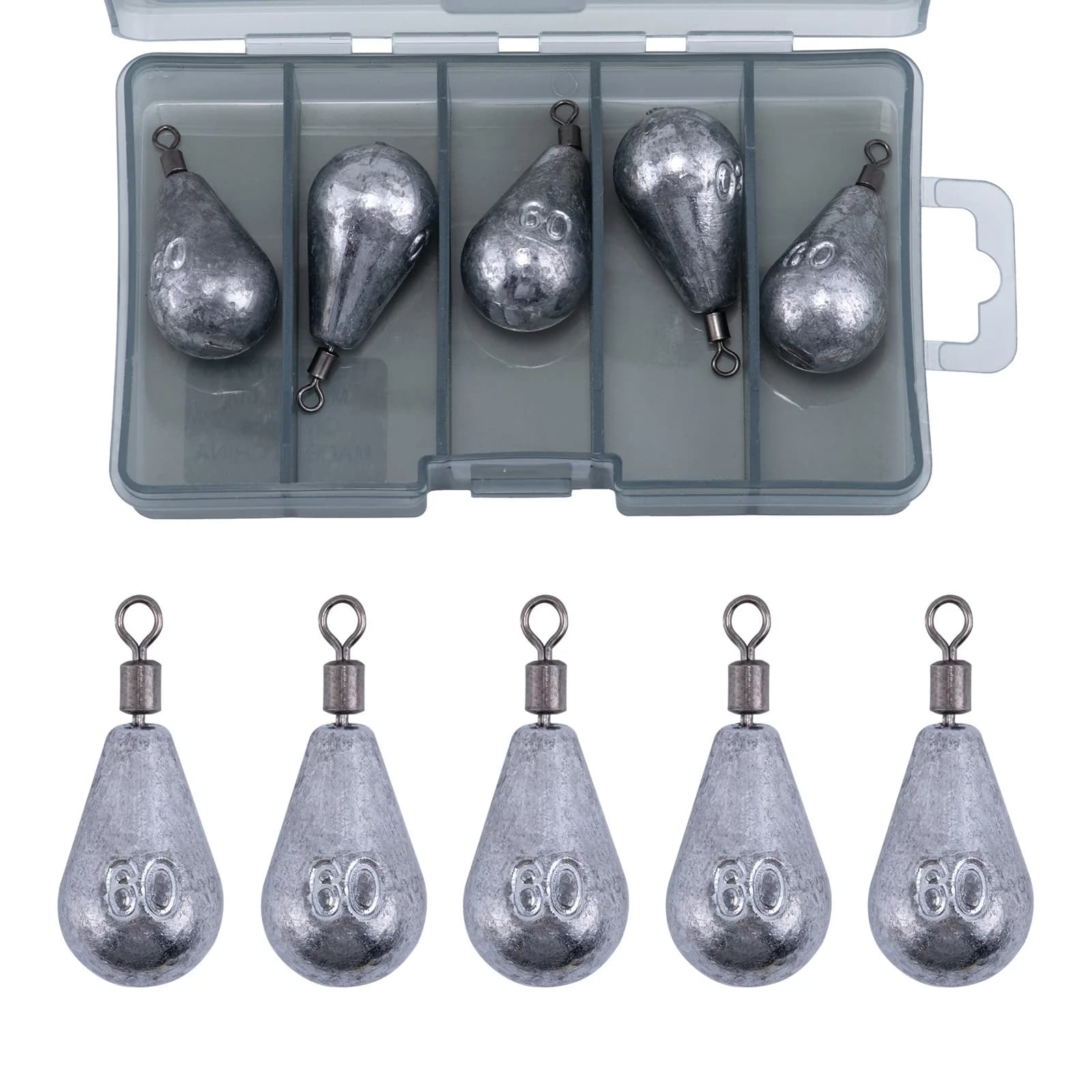 Goture 1/scand Fishing Piombini Assortment of weights Lead Oval Shape Bass Casting Projectile Shape Freshwater Fishing Equipment in salt water