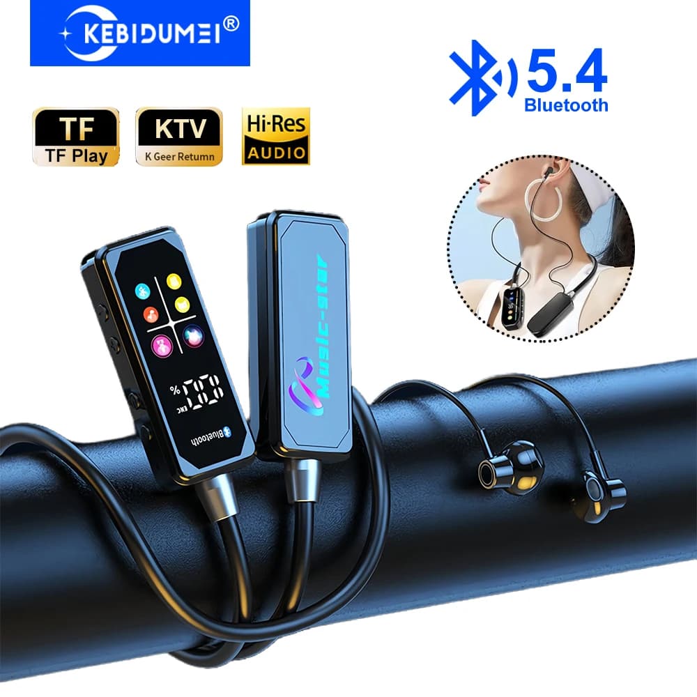 Auricolari Bluetooth 5.4 Cuffie wireless Display a LED Cuffie con archetto da collo Auricolari stereo HiFi Supporto Auricolare Monitor Riproduzione TF