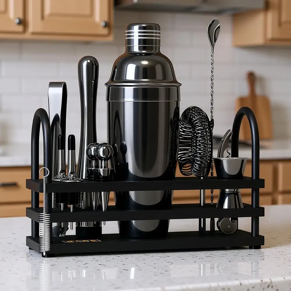 Set da Cocktail 14 Pezzi | Strumenti per Miscelazione | 35 schede ricettuali | Shaker Cobbler da 24oz