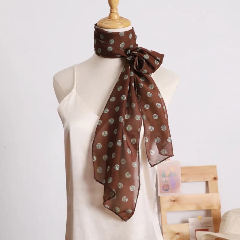 Dot Print Scarf Tie 1pcs Effortless Spring Fall Scarf Women's Slim Long Scarf Versatile Hair Ribbon Neck Accessory Chic