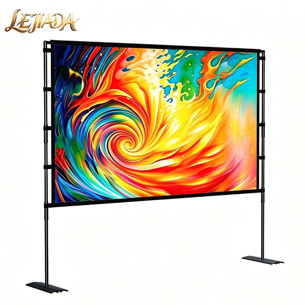 LEJIADA New Iron Plate Double Bracket Projector Screen Wrinkle Free Home Outdoor Immersive/Large Space Design 84/100/120 inch