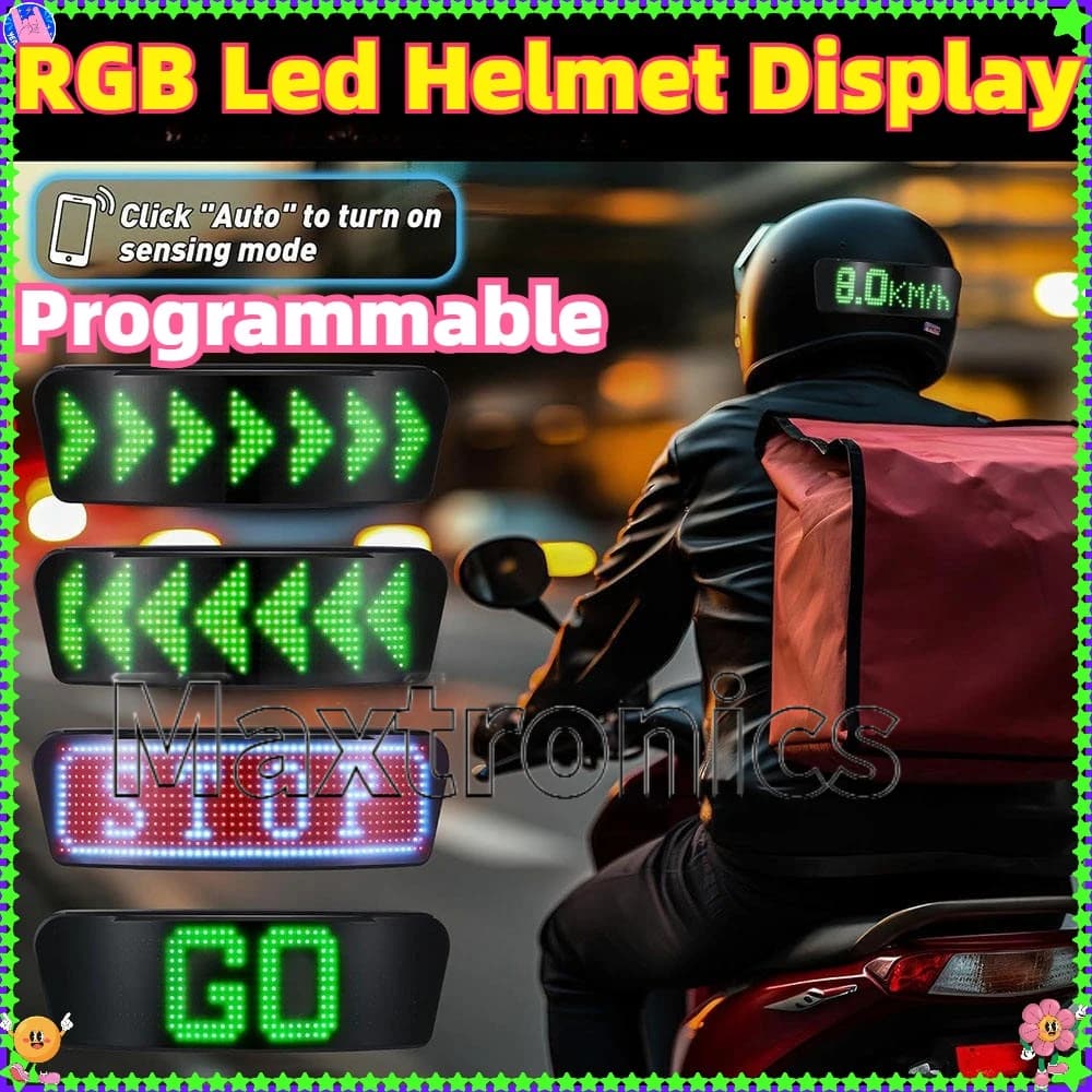 2025 RGB Display per casco a LED Spia per casco da moto Guida notturna Casco da bici fai da te Fanale posteriore APP Schermo LED programmabile