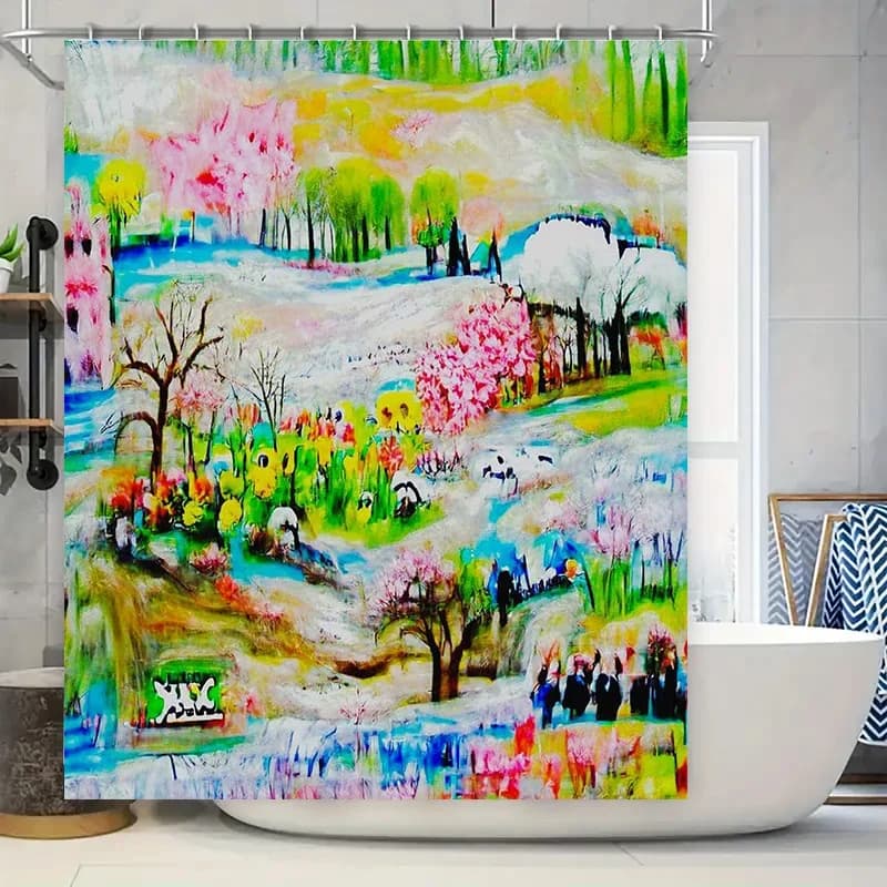 Tenda da doccia floreale astratta Decorazione impermeabile Bagno Stampa artistica da parete Decorazioni per la casa Pittura su tela