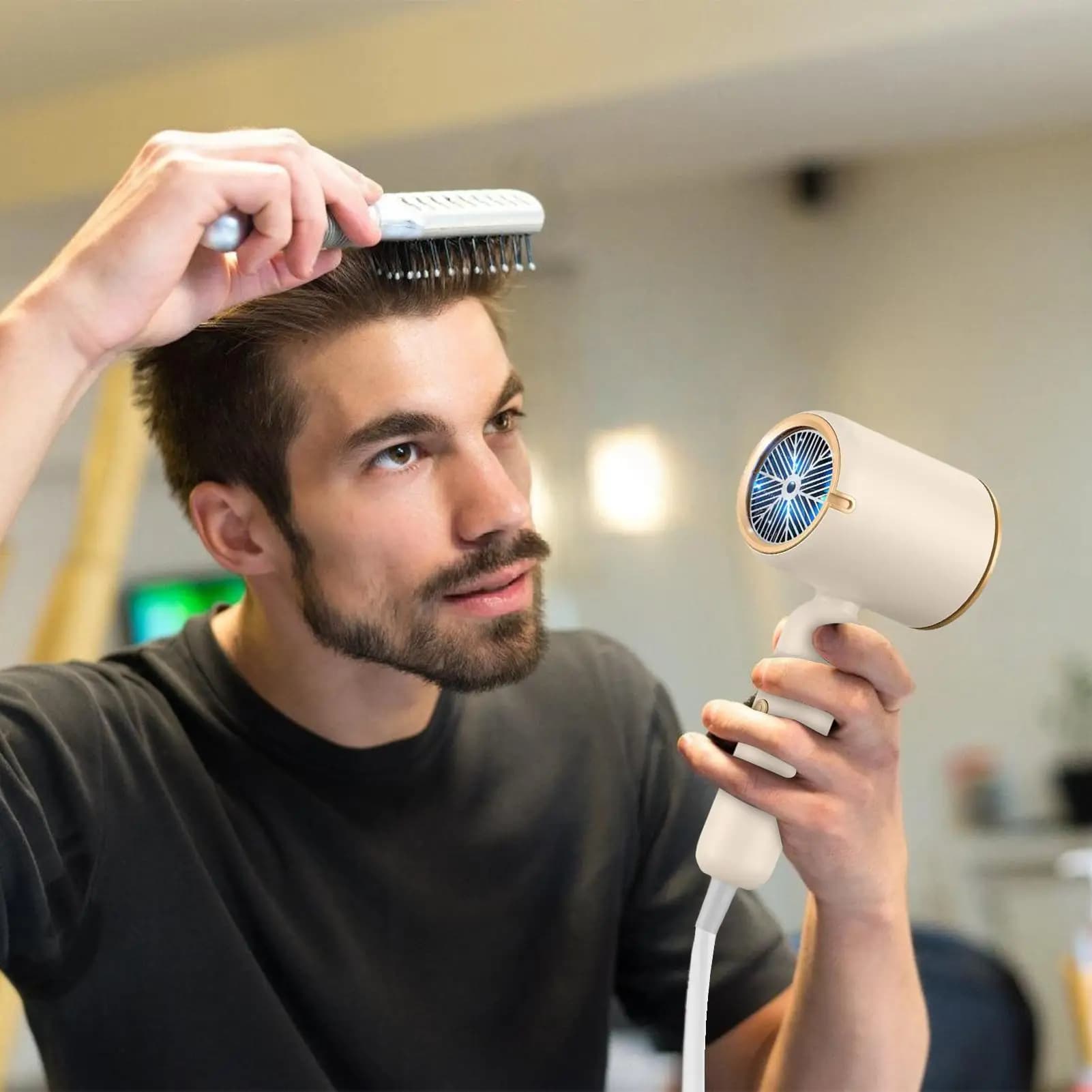 Asciugacapelli Asciugacapelli pieghevole da viaggio Riduzione del rumore Controllo della temperatura Ventilatore professionale da 1500 W per hotel Home Mens Salon0
