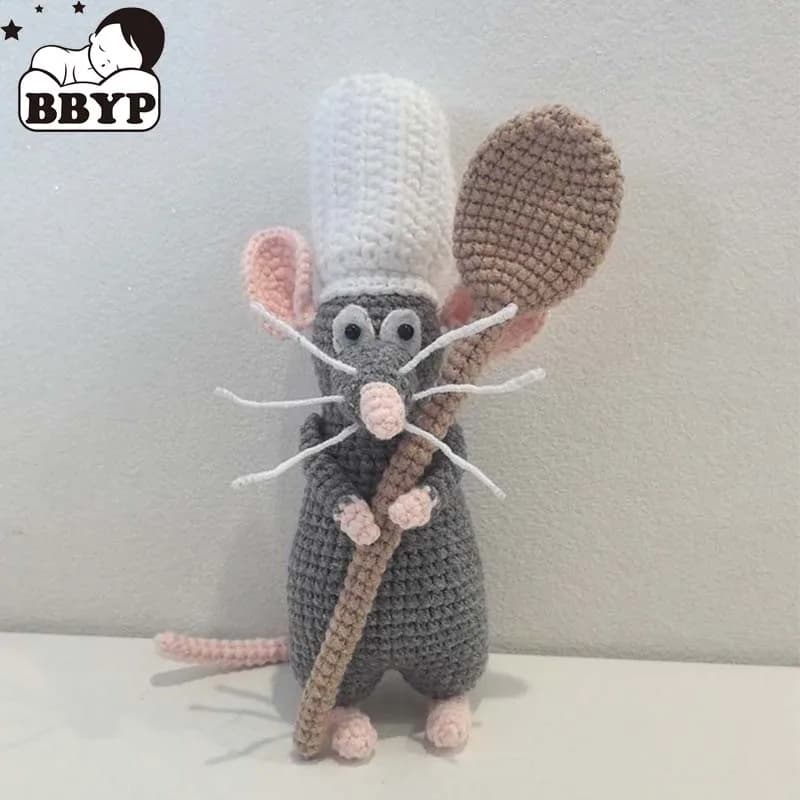 Cartoon Remy Ratatouille Doll Handmade Woven Knitting Keychain Wool Thread Hook Weaving Crochet Doll Decoration Creative Gifts