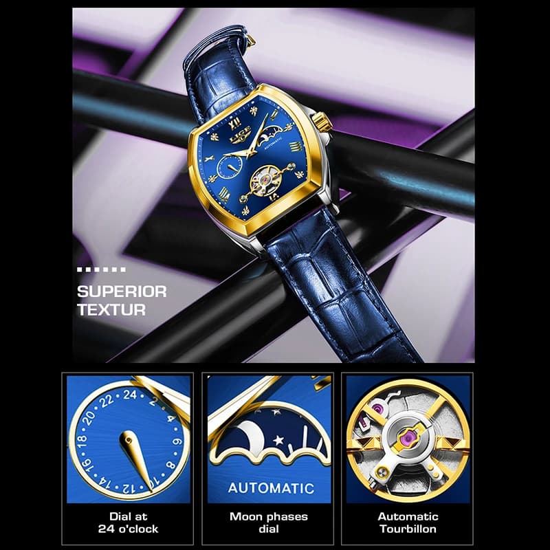LIGE 2025 Orologi automatici da uomo Fashion Business Orologio da uomo di lusso Impermeabile Tourbillon luminoso Orologi da polso Reloj Hombre