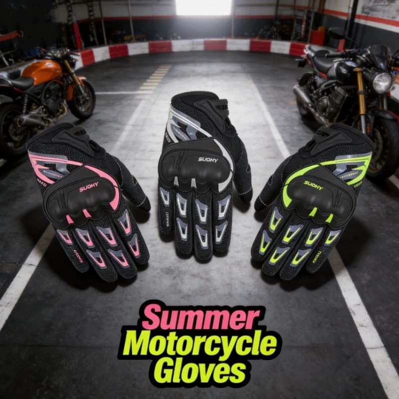 SUOMY Summer Breathable Anti-fall Motocross Gloves Touchscreen Mesh Full Finger Men Women Non-slip Bike Motorcycle Gloves