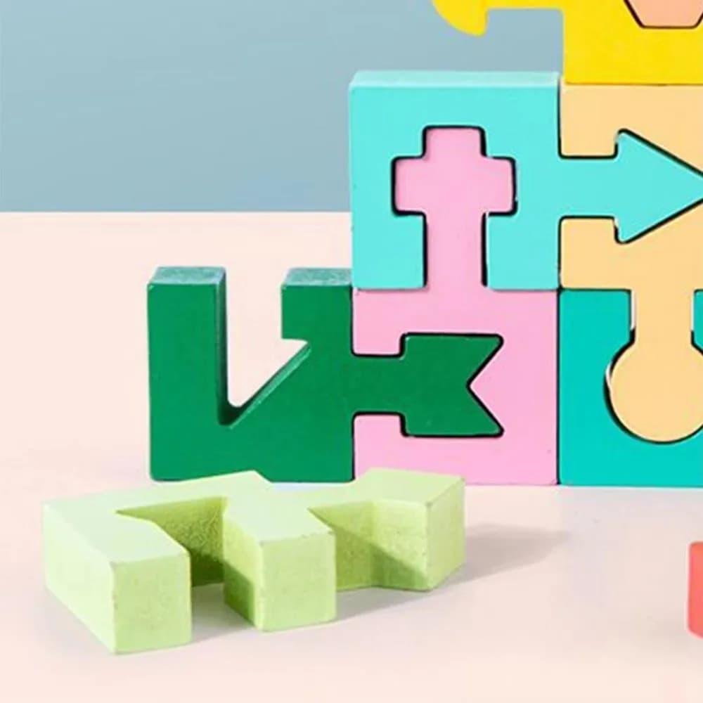 Puzzle Montessori per l'Assemblaggio di Forme Geometriche, Gioco Educativo di Abbinamento e Costruzione con Blocchi
