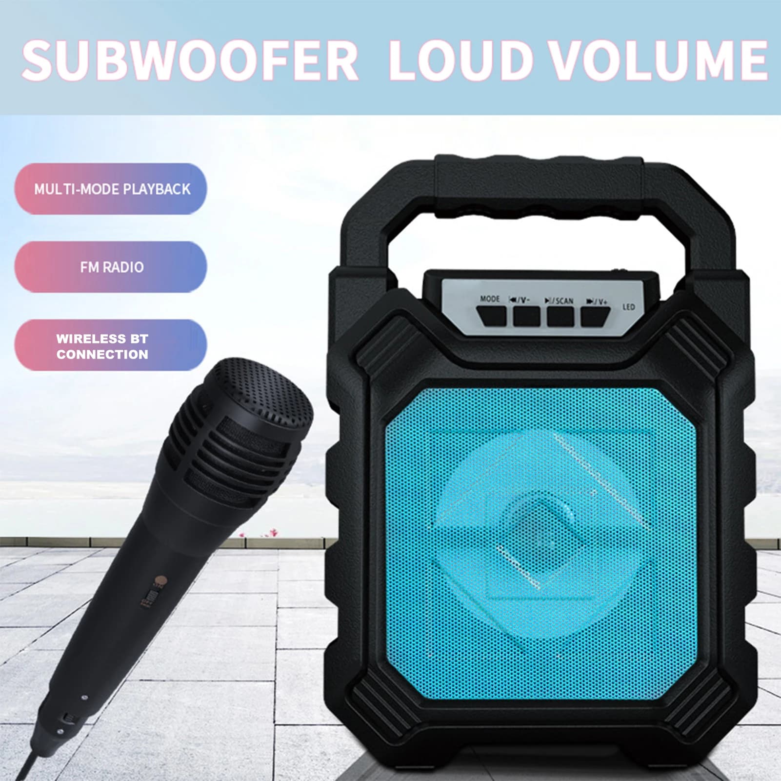 Macchina Karaoke Portatile BT Ricaricabile, Altoparlante Wireless da Esterno a Batteria con Microfono, Mini Speaker, Accessori Musicali