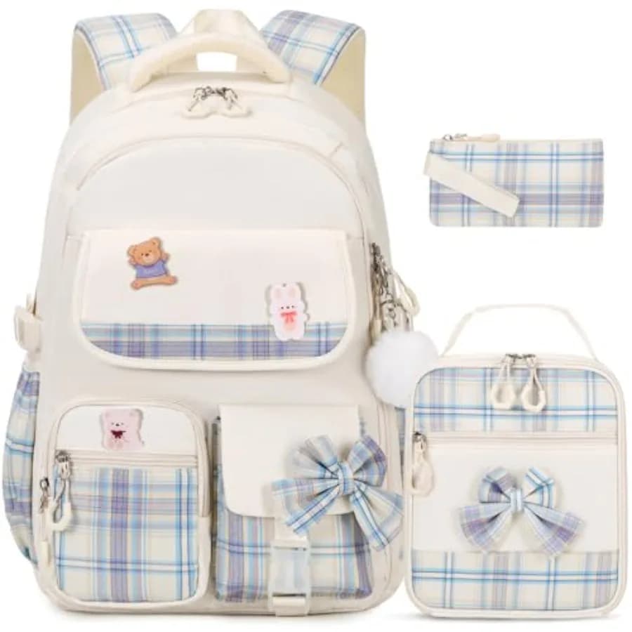 Zaino per Ragazze - Set 3 Pezzi di Zaini Carini per Scuola, Asilo, Elementari, Prescolare e Medie con Luci