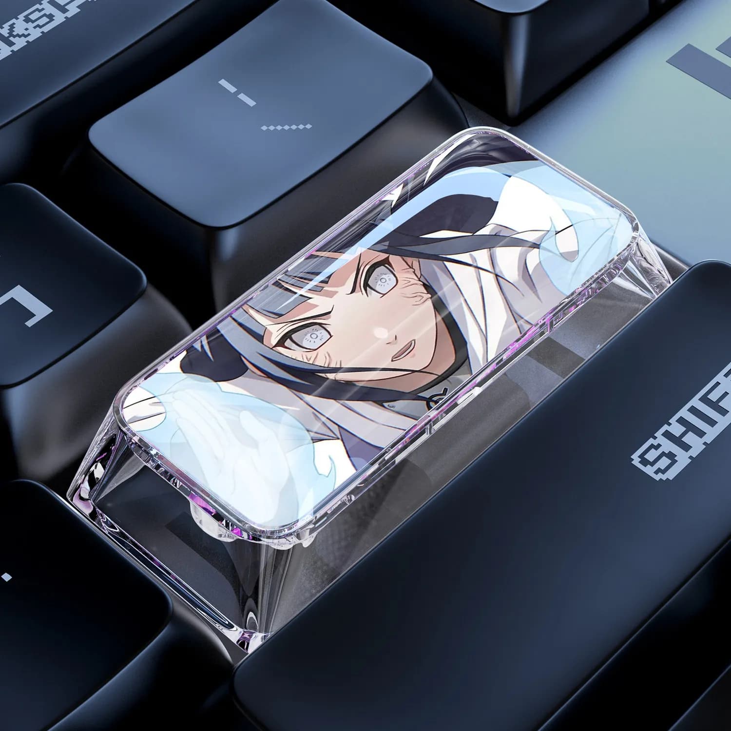 Keycap Naruto Cartoon Singolo 2.25U per Tastiera Meccanica Cross-axis, Keycap Traslucido Enter Uzumaki Naruto Uchiha Sasuke