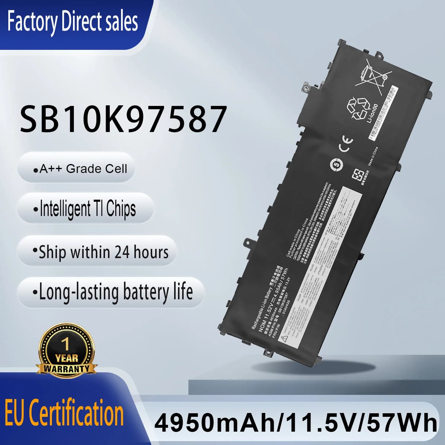 Batteria per laptop SB10K97587 01AV430 per Lenovo ThinkPad X1 Carbon 5a generazione 2017 6a generazione 2017/2018 serie 01AV429 SB10K97586 01AV431