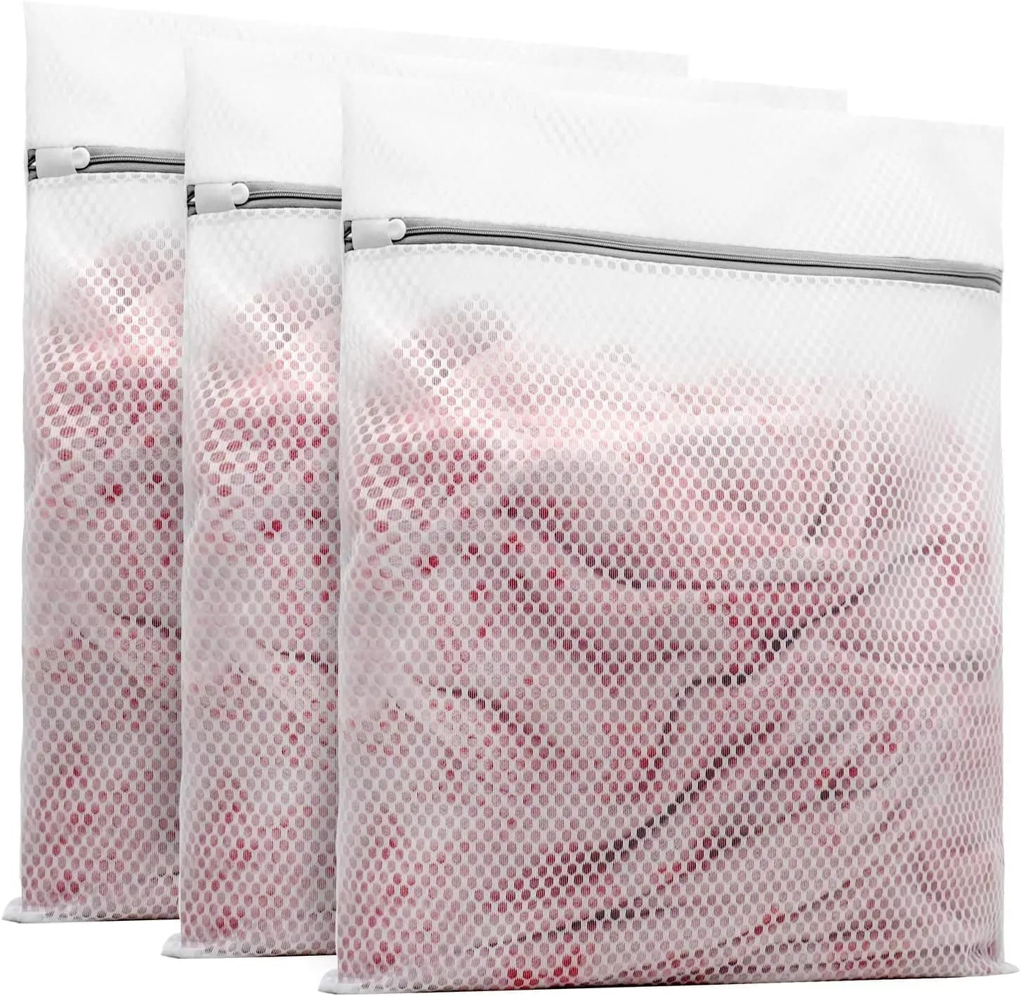 3Pcs Honeycomb Mesh Laundry Bags 16x20in for Delicates