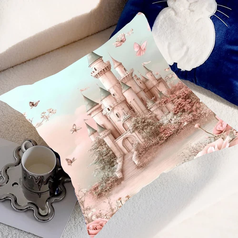 Castlees Pillow Case Pillow Cover Case Square Room Sofa with For Home Use Plush Cute Cushion Cover