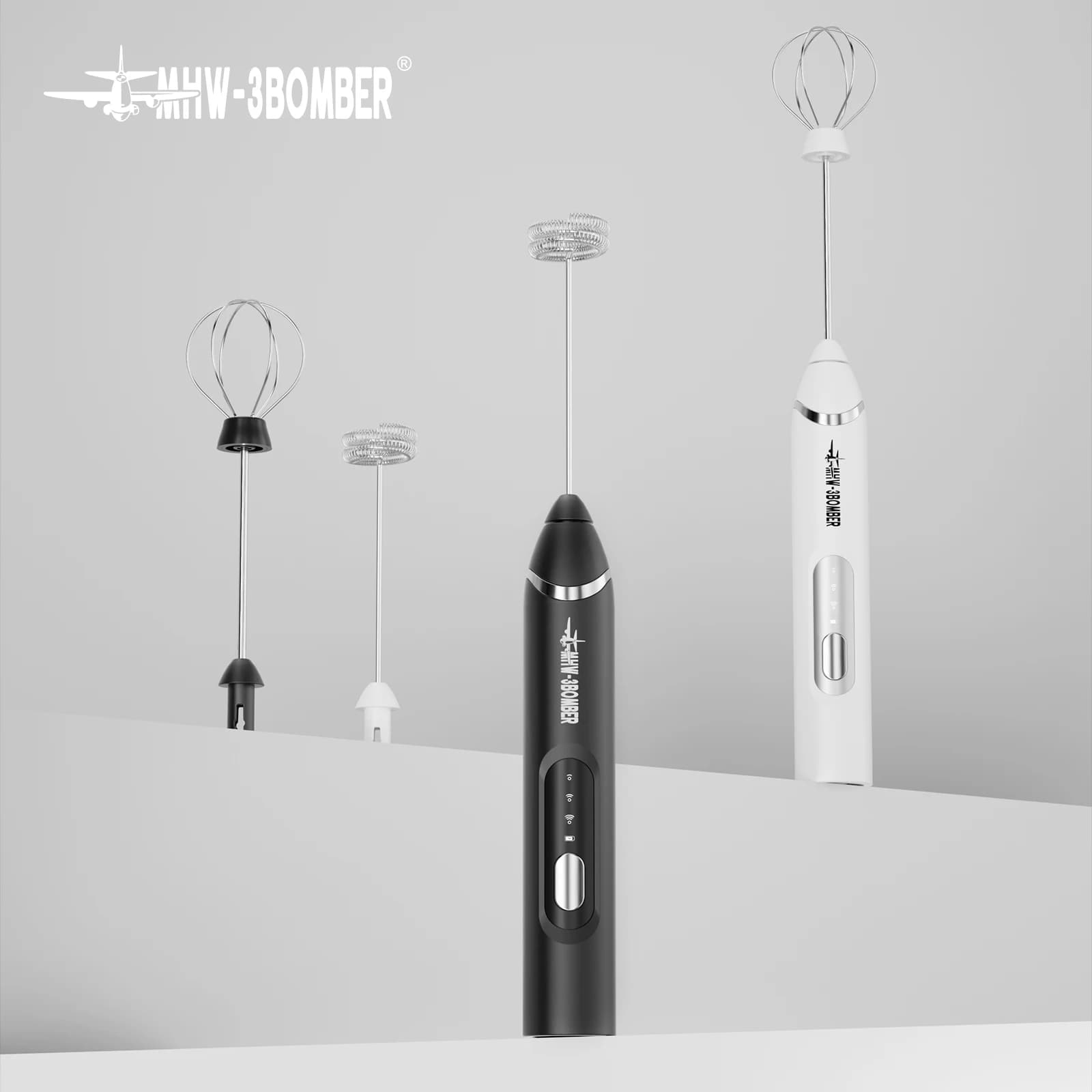 MHW-3BOMBER Portable rechargeable electric whip for eggs foam with stainless steel whip for cappuccino milk coffee