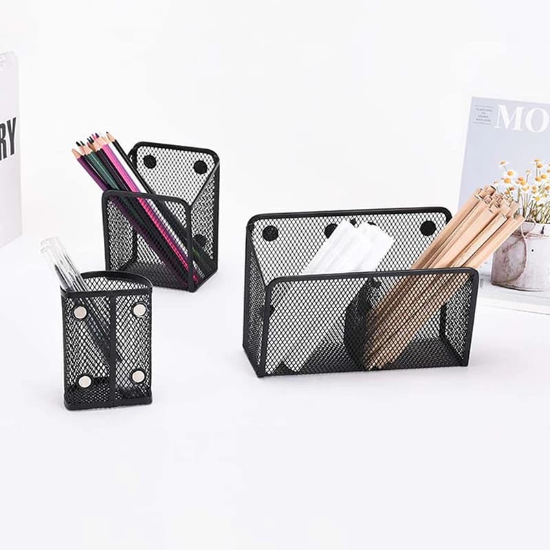 Portapenne Magnetico, Cestino in Rete per Cancelleria, Contenitore per Penne e Pennelli da Trucco, Organizer per Cucina e Frigorifero