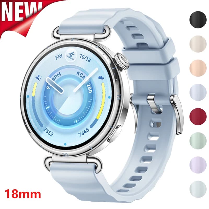 18mm Quick Button Silicone Strap for Huawei Watch GT6 GT5/4 41mm 5 Pro 42mm Women Wristband Bracelet for OPPO WATCH X3 Mini Band