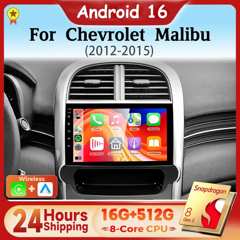 Android 16 Carplay Auto Car Radio Multimedia Player For Chevrolet Malibu 2012-2015 Autoradio DSP GPS Stereo DVD 24-hour shipping